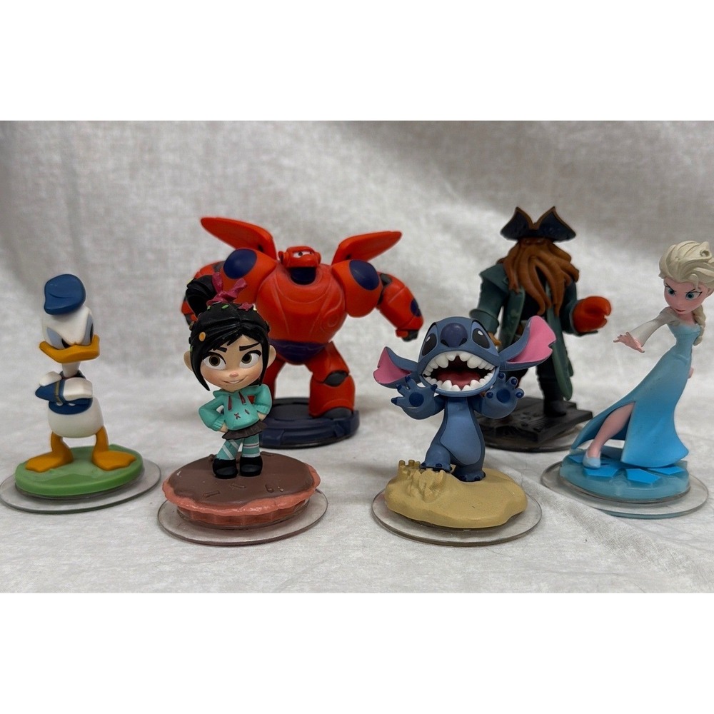 Disney Infinity Figure Lot Donald Duck Stitch Vanellope Elsa Baymax Davy Jones